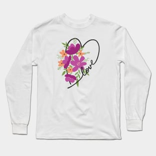 Floral Heart Love Letters for Flower Lovers Long Sleeve T-Shirt